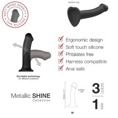   Metallic Shine M Strap-on - Skin-Friendly Dildo (Metallic Blue)