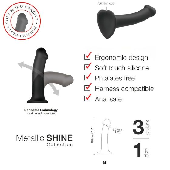 Strap-on-me Metallic Shine M - Skin-Friendly Dildo (Metallic Purple)