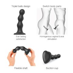 Strap-on-me Balls M - Spherical Base Dildo (Black)