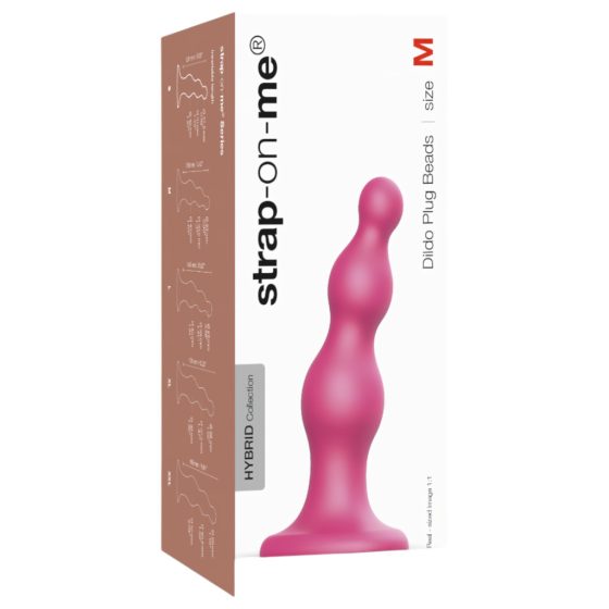 Strap-on-me Beads M - beaded, flared-base dildo (pink)