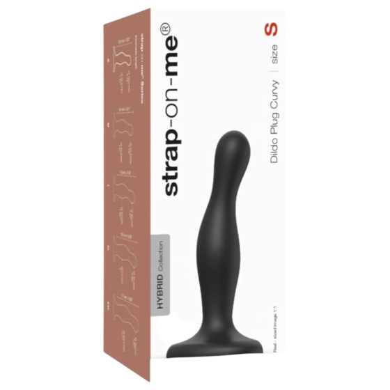 Strap-on-me Curvy Small - Wavy, Suction Cup Dildo (Black)