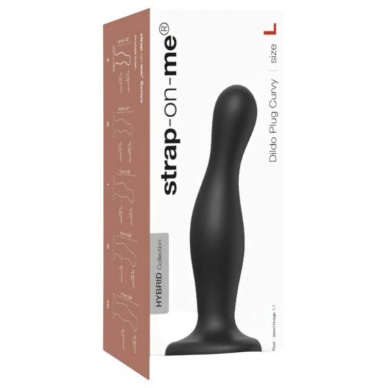 Strap-on-me Curvy L - Wavy Dildo with Base (Black)