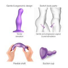 Strap-on-me Curvy L - wavy dildo with suction base (purple)