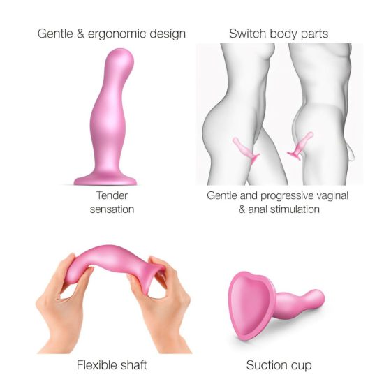 Strap-on-me Curvy M - Wavy Dildo with Base (Pink)