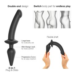   Strap-on-me Switch Semi-Realistic S - 2-in-1 Silicone Dildo (Black)