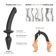   Strap-on-me Switch Semi-Realistic S - 2-in-1 Silicone Dildo (Black)