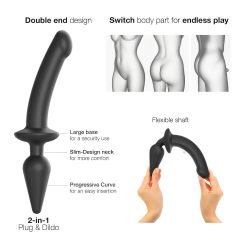   / Strap-on-me Swith Semi-Realistic XXL - 2-in-1 Silicone Dildo (Black)