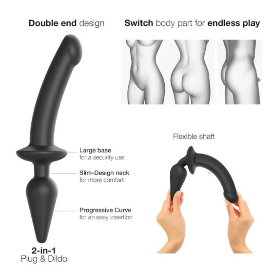 Strap-on-Me Switch Semi-Realistic XXL - 2-in-1 Silicone Dildo (Black)