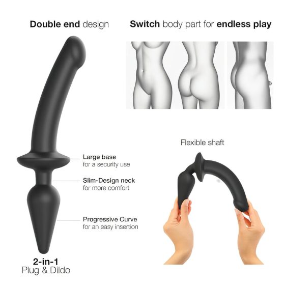 / Strap-on-me Swith Semi-Realistic XXL - 2-in-1 Silicone Dildo (Black)