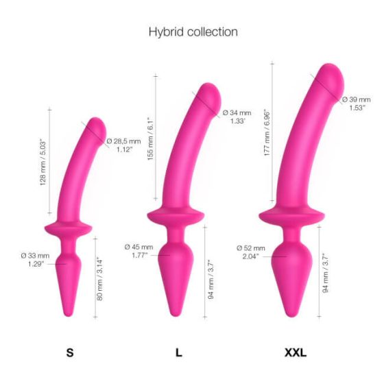 Strap-on-me Switch Semi-Realistic S - 2-in-1 Silicone Dildo (Pink)