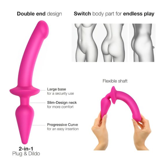 Strap-on-me Switch Semi-Realistic L - 2-in-1 Silicone Dildo (Pink)