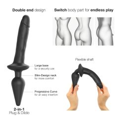   Strap-on-me Switch Realistic S - 2-in-1 Silicone Dildo (Black)