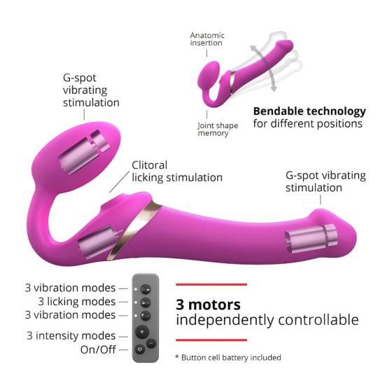 Strap-on-me S - Wearable Air Pulse Vibrator - Small (Pink)