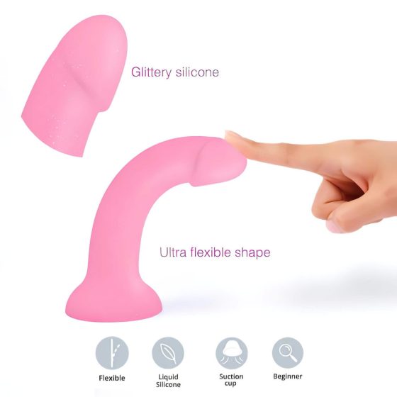 Dildolls Glitzy - Silicone Suction Cup Dildo (Pink)