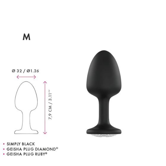 Dorcel Geisha Diamond Plug M - White Stone Anal Dildo (Black)