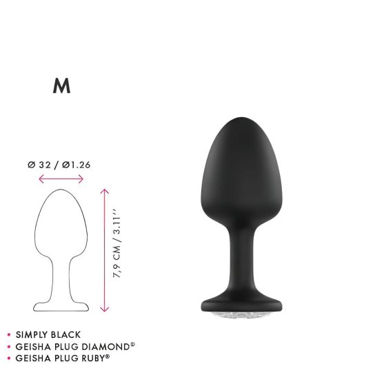 Dorcel Geisha Plug Diamond M - white jewel anal plug (black)