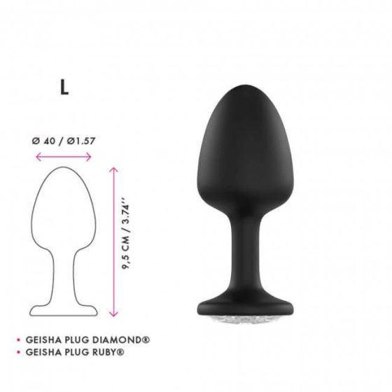 Dorcel Geisha Diamond Plug L - White Stone Anal Dildo (Black)