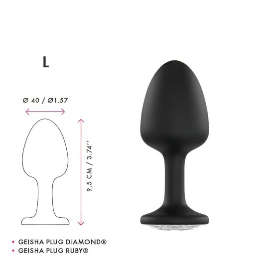 Dorcel Geisha Diamond Plug L - White Stone Anal Dildo (Black)