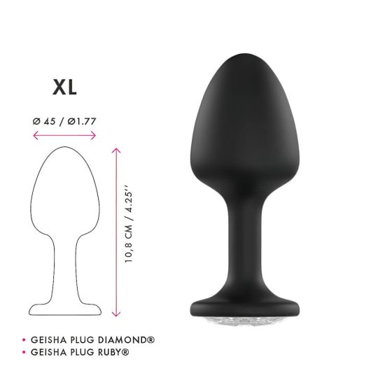 Dorcel Geisha Diamond Plug XL - Anal Dildo with White Stone (Black)