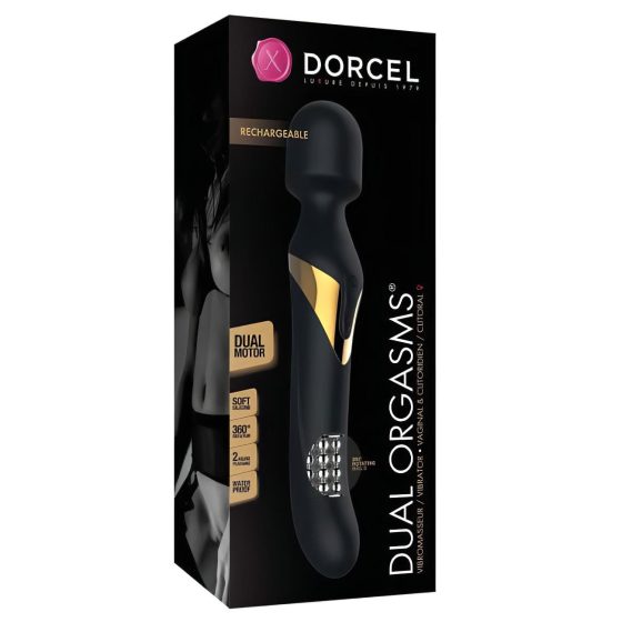 Dorcel Dual Orgasms Gold - Rechargeable 2-in-1 Massage Vibrator (Black)