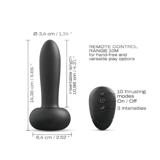 Dorcel Deep Thrust - Rechargeable, Radio-Controlled Thrusting Vibrator (Black)