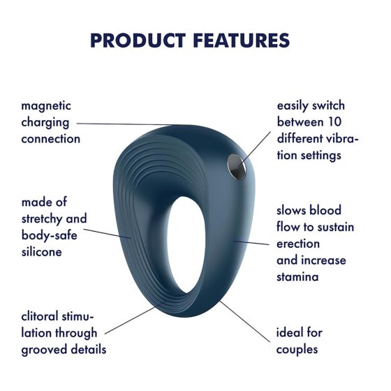 Satisfyer Power Ring - Waterproof Vibrating Cock Ring (Grey)