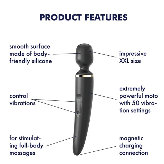 Satisfyer Wand-er Woman - Waterproof Massager Vibrator (Black)