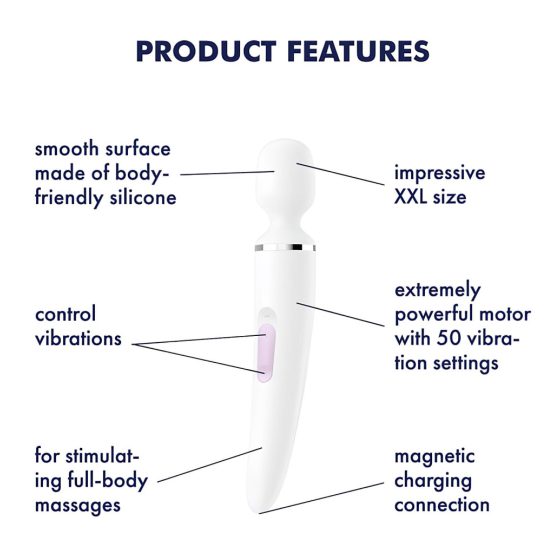 Satisfyer Wand-er Woman - Waterproof Massage Vibrator (White)