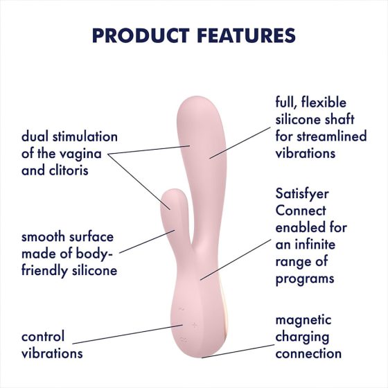 Satisfyer Mono Flex - Smart Waterproof Vibrator (Pale Pink)