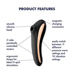   Satisfyer Dual Kiss - Rechargeable Vaginal and Clitoral Vibrator (Black)