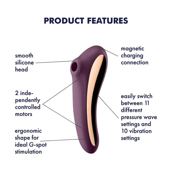 Satisfyer Dual Kiss - 2in1 Rechargeable Vaginal and Clitoral Vibrator (Purple)