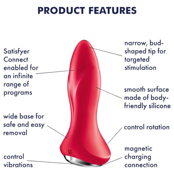 Satisfyer Rotator Plug 1 - Rechargeable, Beaded Anal Vibrator (Red)