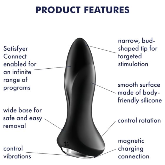 Satisfyer Rotator Plug 1 - rechargeable, beaded anal vibrator (black)