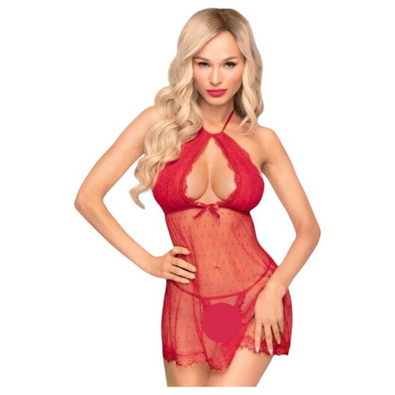 Lace Strap Babydoll and Thong Set in Red - Penthouse Libidor Boost