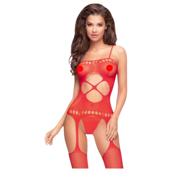 Penthouse Hot Nightfall - Zigzag, Open Fishnet Set (Red)