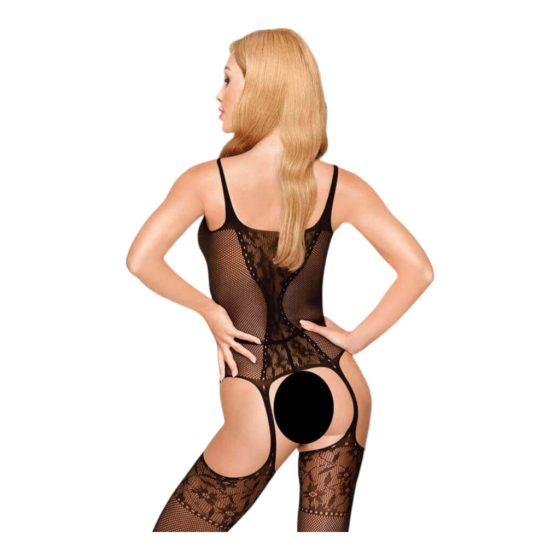 Penthouse Miss Curvy - Lace Patterned Mesh Set (Black)