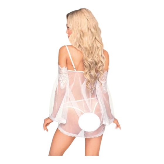 Lace Off-Shoulder Dress and Thong (White) - Penthouse Lip Smacker