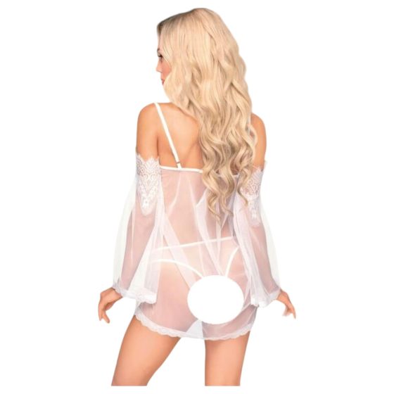 Lace Off-Shoulder Dress and Thong (White) - Penthouse Lip Smacker