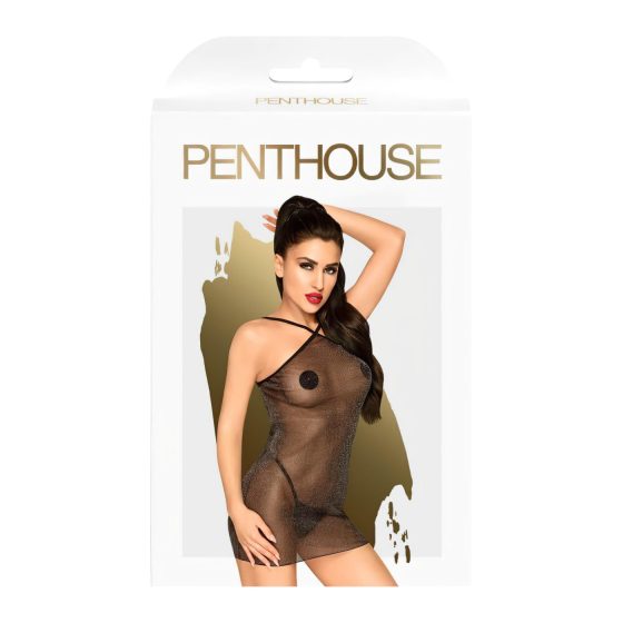 Penthouse Bombshell - Sparkling Sheer Dress and Thong (Black)