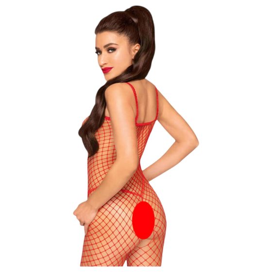 Penthouse Body Search - open fishnet bodysuit (red)