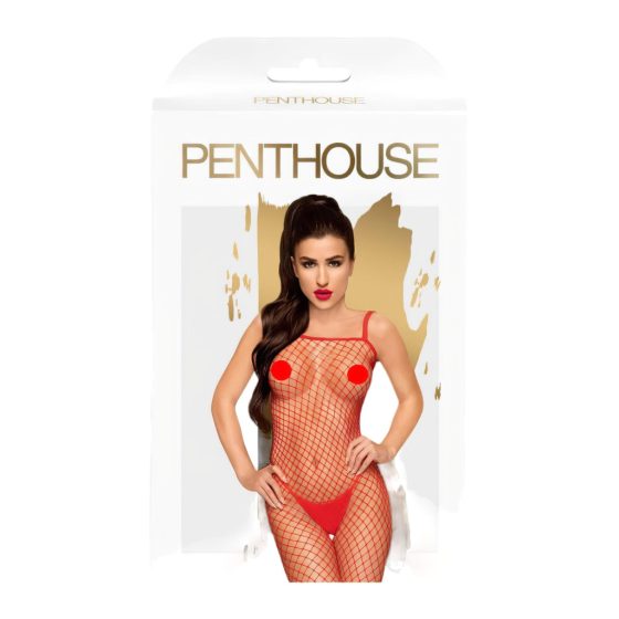 Penthouse Body Search - Open Fishnet Bodysuit (Red)