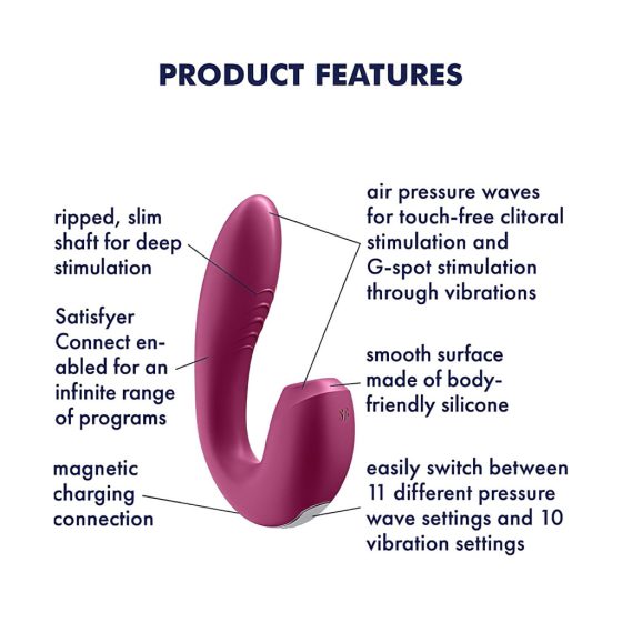 Satisfyer Sunray - Rechargeable Air Pulse 2in1 Vibrator (Red)