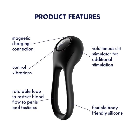 Satisfyer Majestic Duo - rechargeable, waterproof penis ring (black)