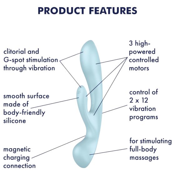 Satisfyer Triple Oh - Rechargeable, Clitoral Arm Vibrator (Blue)