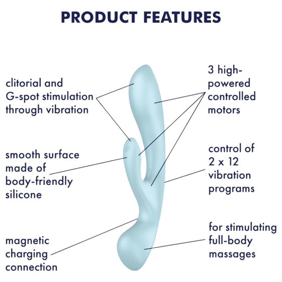 Satisfyer Triple Oh - rechargeable, clitoral arm vibrator (blue)