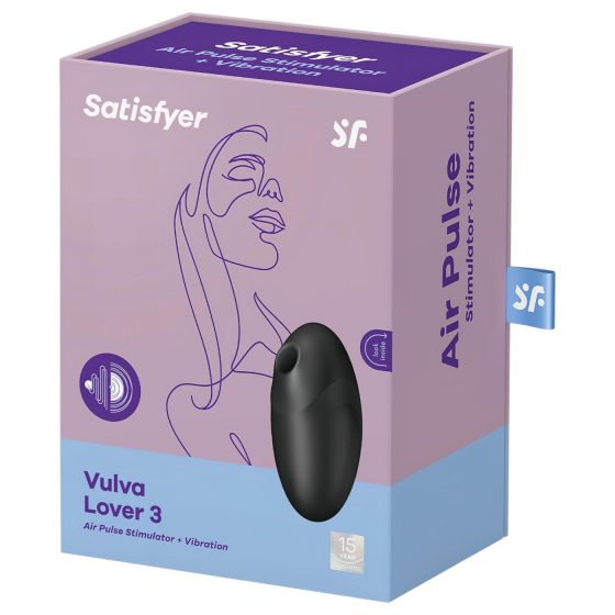 Satisfyer Vulva Lover 3 - Rechargeable, Air-Pulse Clitoral Stimulator (Black)