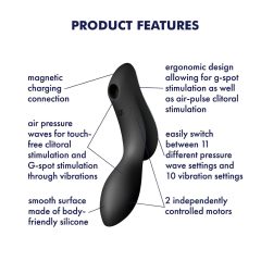   Satisfyer Curvy Trinity 2 - Rechargeable Air Pulse 2in1 Vibrator (Black)