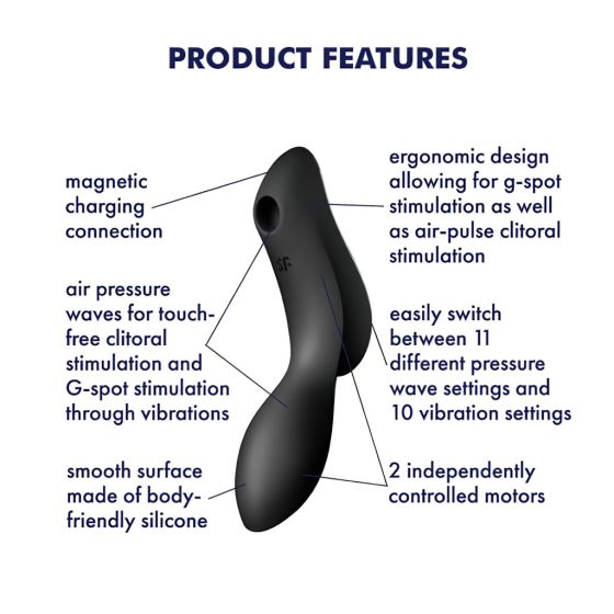 Satisfyer Curvy Trinity 2 - Rechargeable Air Pulse 2in1 Vibrator (Black)