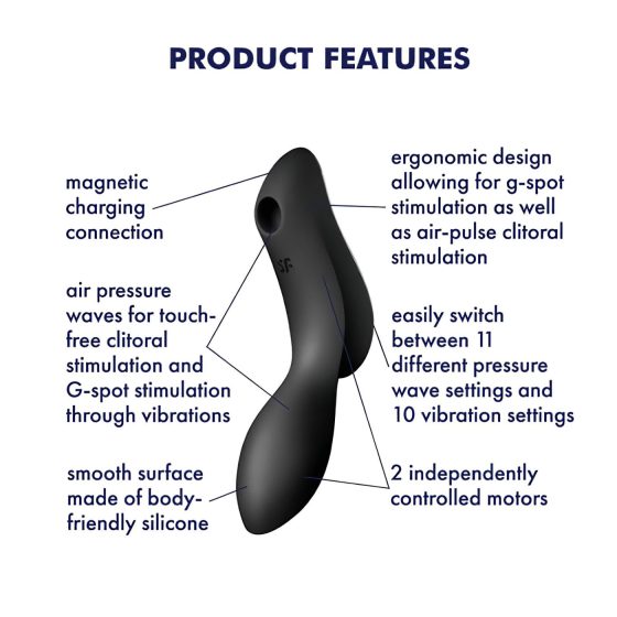 Satisfyer Curvy Trinity 2 - rechargeable air-wave 2-in-1 vibrator (black)