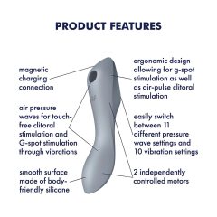   Satisfyer Curvy Trinity 3 - Rechargeable Air-Pulse 2in1 Vibrator (Grey)